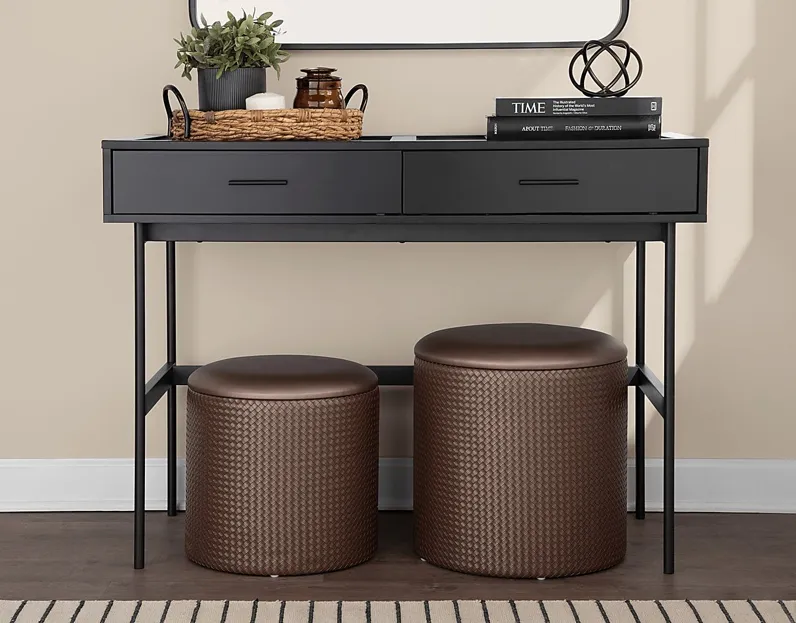 Clarinth Bronze Ottoman, Set of 2