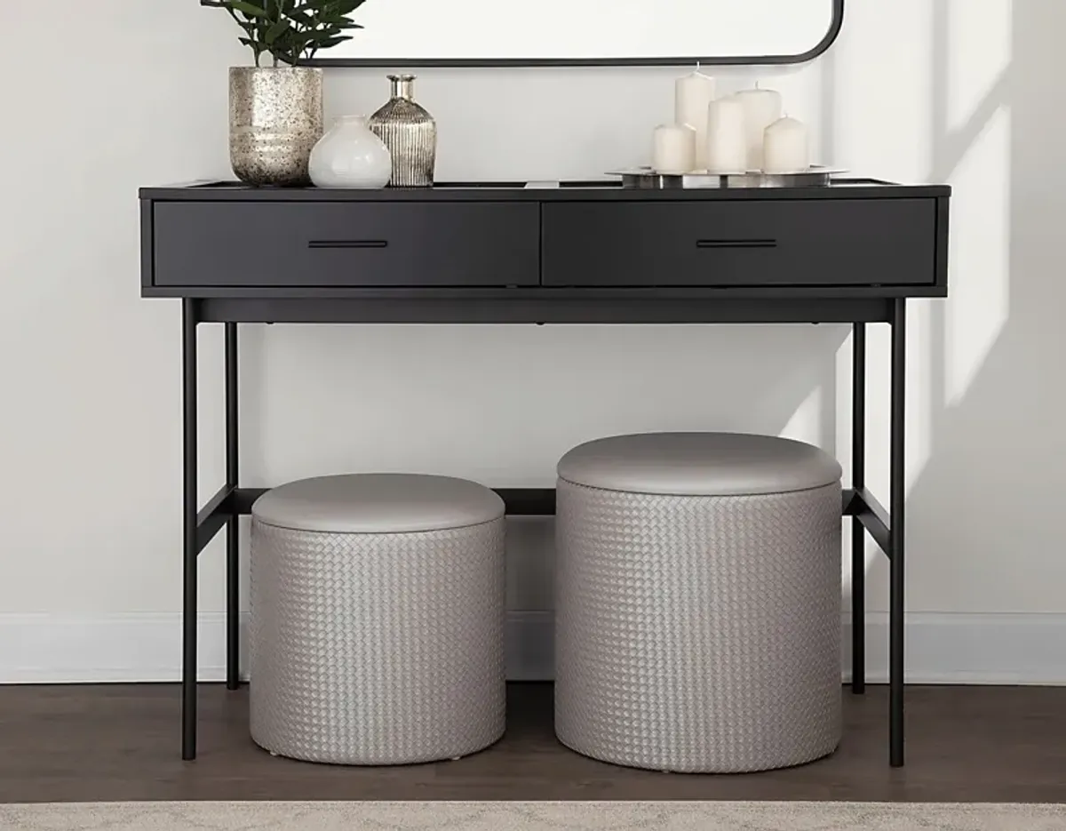 Clarinth Silver Ottoman, Set of 2