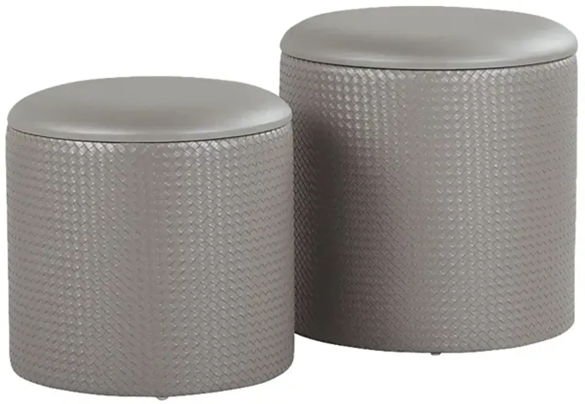 Clarinth Silver Ottoman, Set of 2