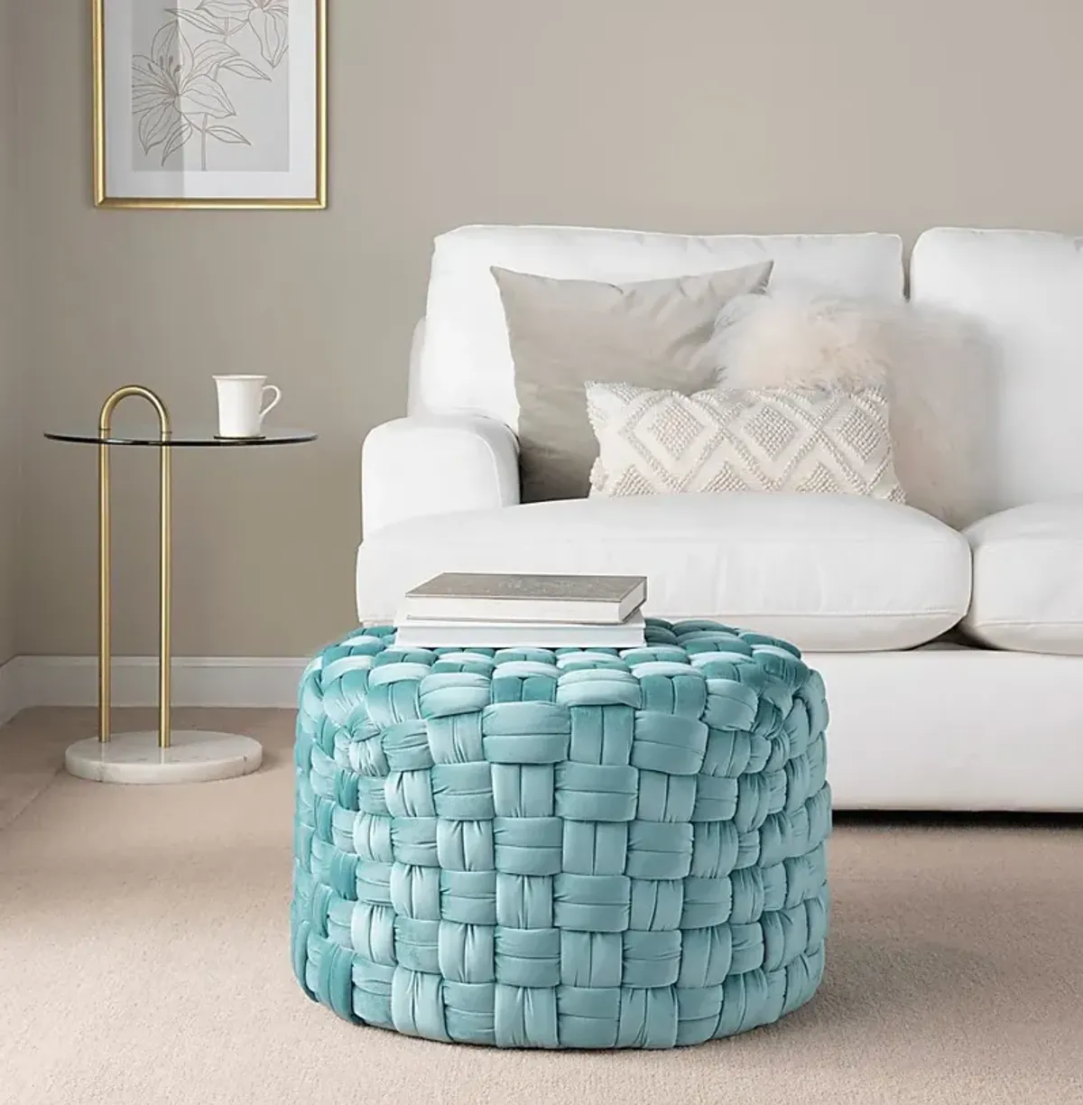 Colearine Blue Ottoman