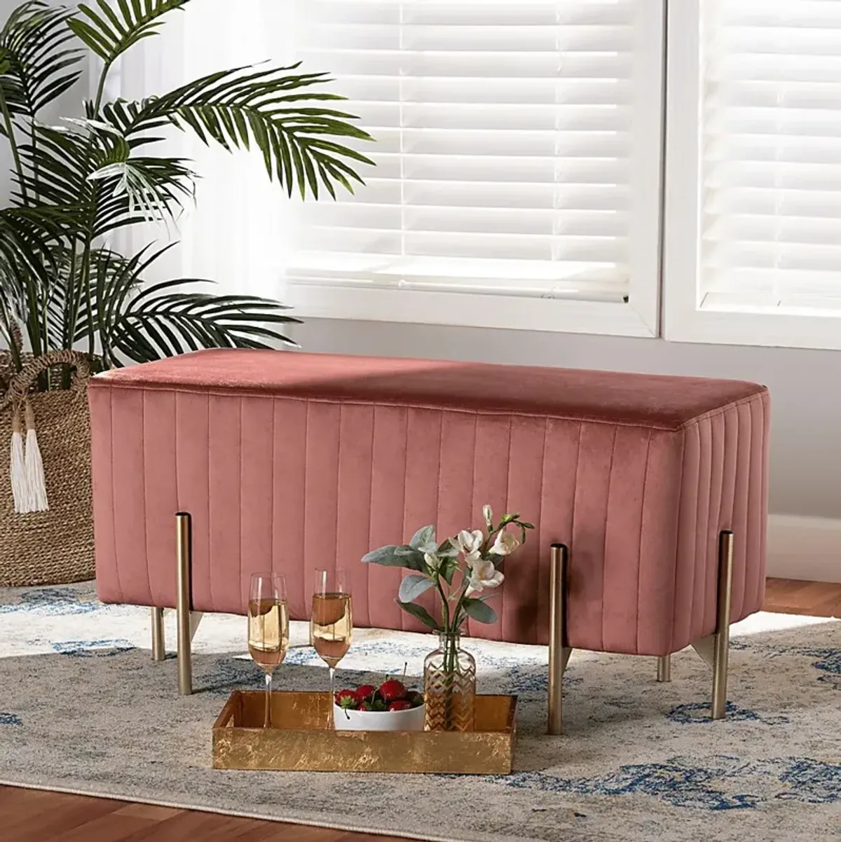 Blanning Pink Ottoman