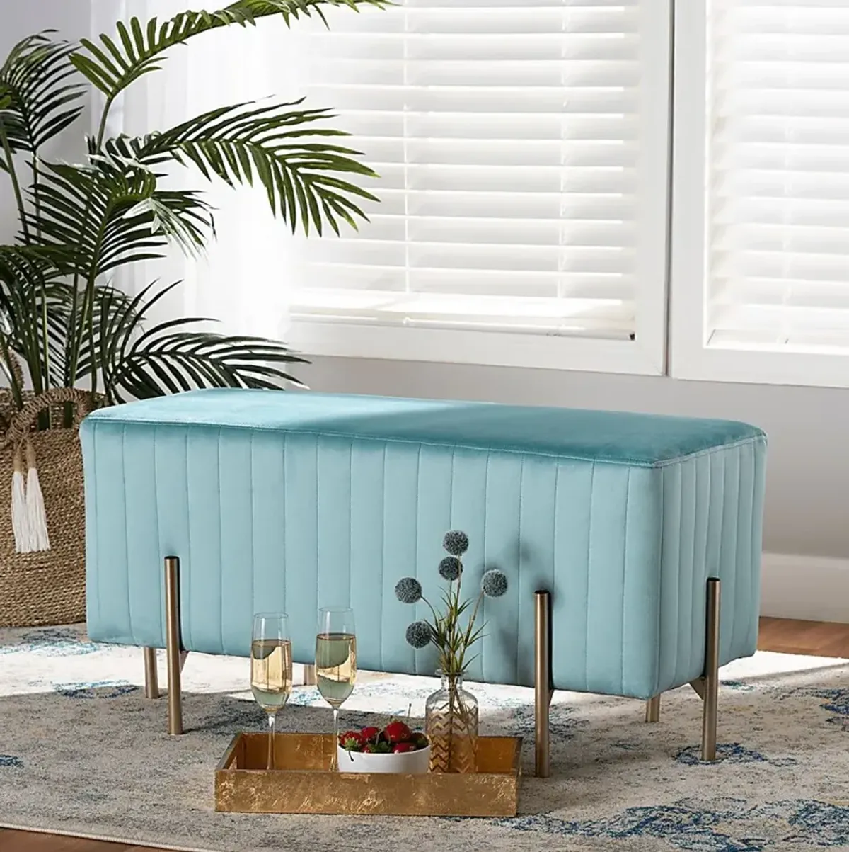 Blanning Blue Ottoman