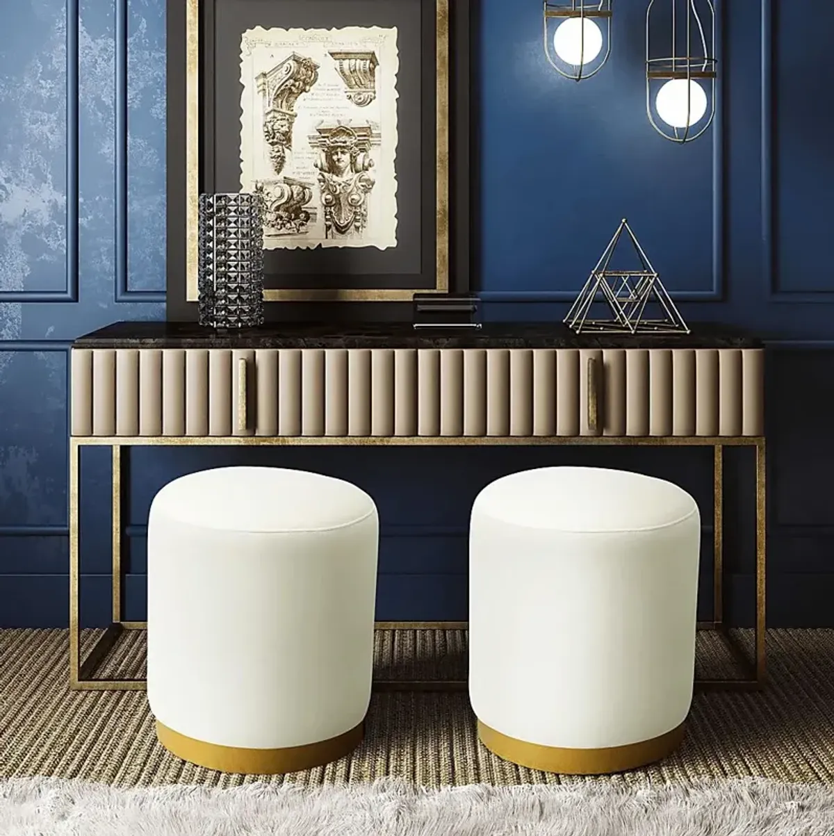 Talia Ren Cream Ottoman