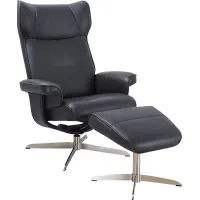 Aneoura Black Recliner and Ottoman