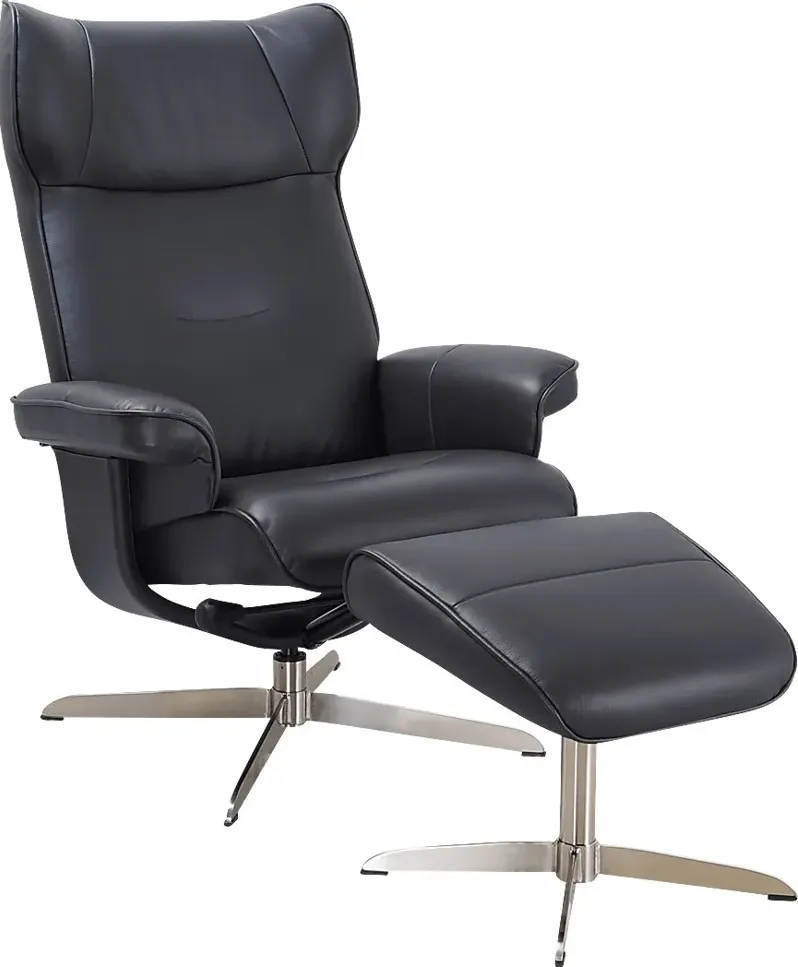 Aneoura Black Recliner and Ottoman