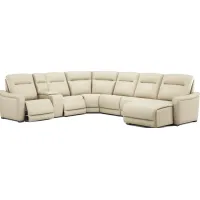Newport Almond Leather 7 Pc Dual Power Reclining Sectional
