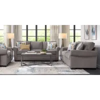 Bellingham Gray Microfiber 7 Pc Living Room with Sleeper Sofa