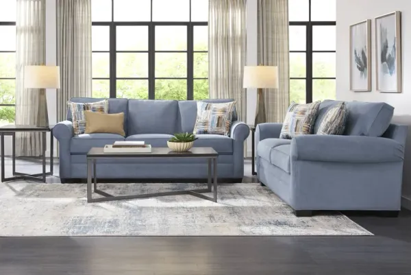 Bellingham Blue Microfiber 7 Pc Living Room