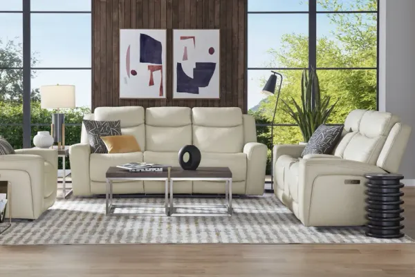 Davidson Platinum Leather 5 Pc Dual Power Reclining Living Room