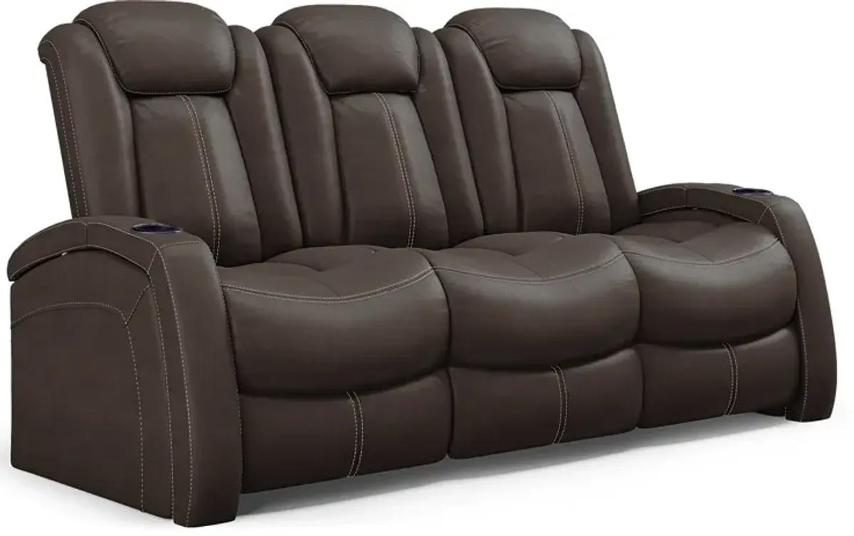 Crestline Brown 5 Pc Living Room with Dual Power Reclining Sofa