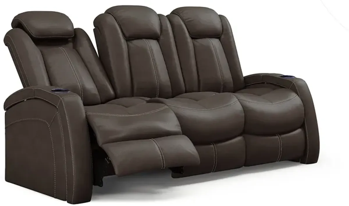 Crestline Brown 5 Pc Living Room with Dual Power Reclining Sofa