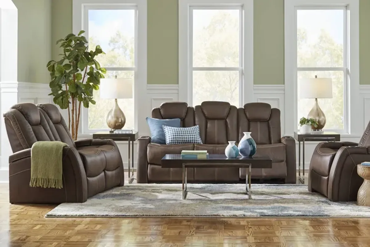 Crestline Brown 5 Pc Living Room with Dual Power Reclining Sofa