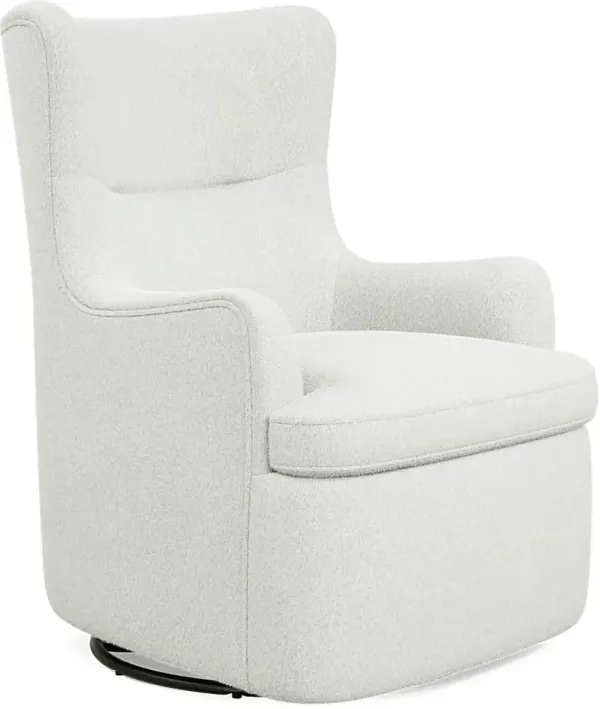 Colburn White Swivel Glider Accent Chair