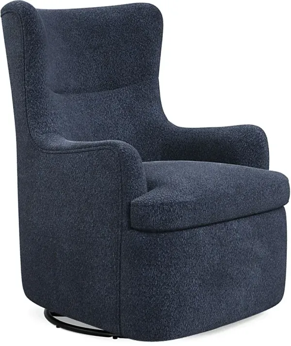 Colburn Navy Swivel Glider Accent Chair