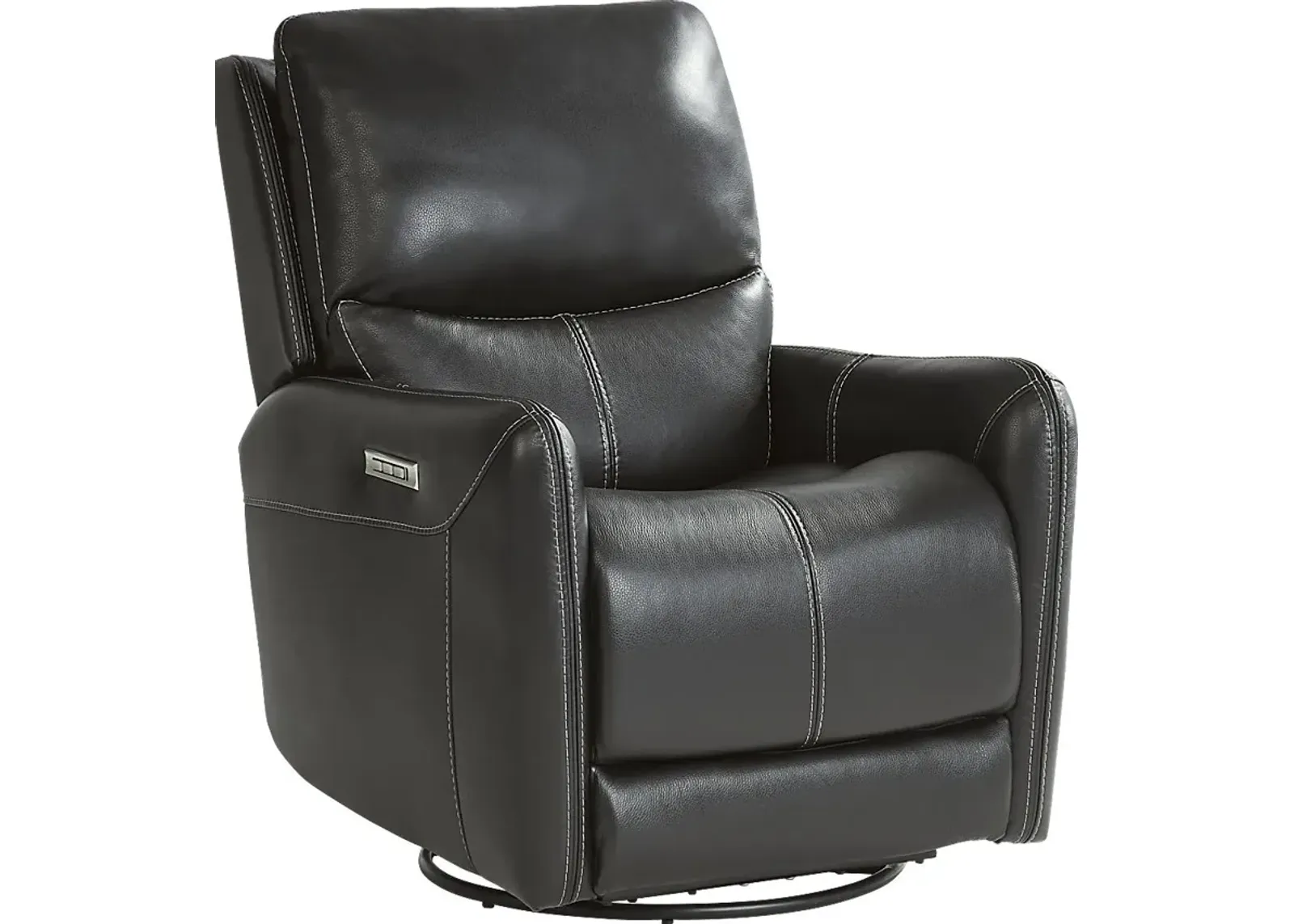 Hudson Place Black Leather Triple Power Swivel Recliner