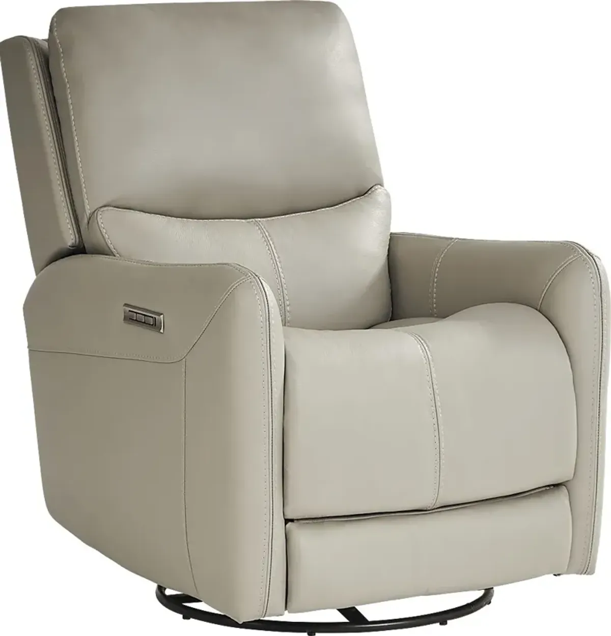 Hudson Place Dove Leather Triple Power Swivel Recliner