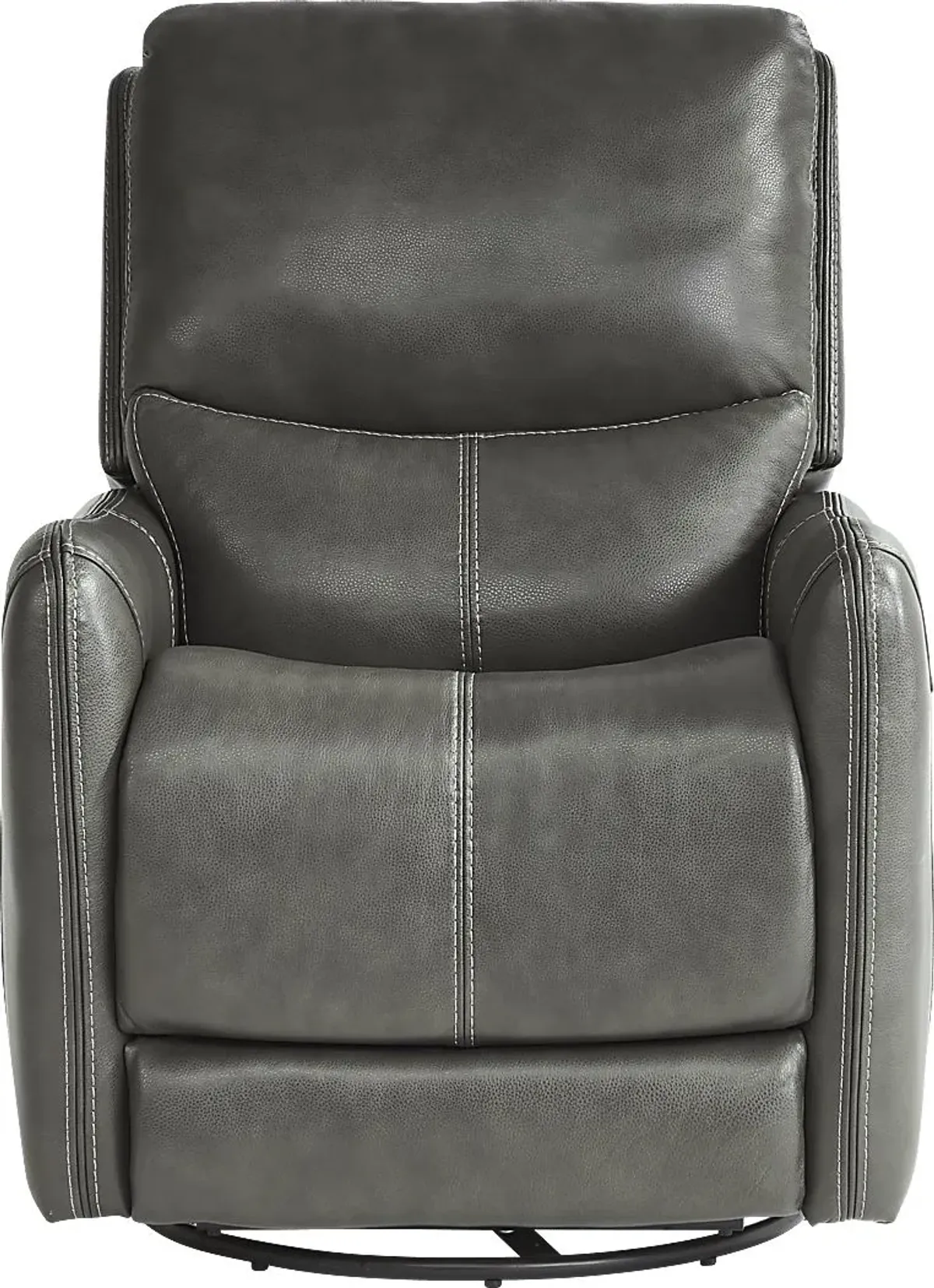 Hudson Place Gray Leather Triple Power Swivel Recliner