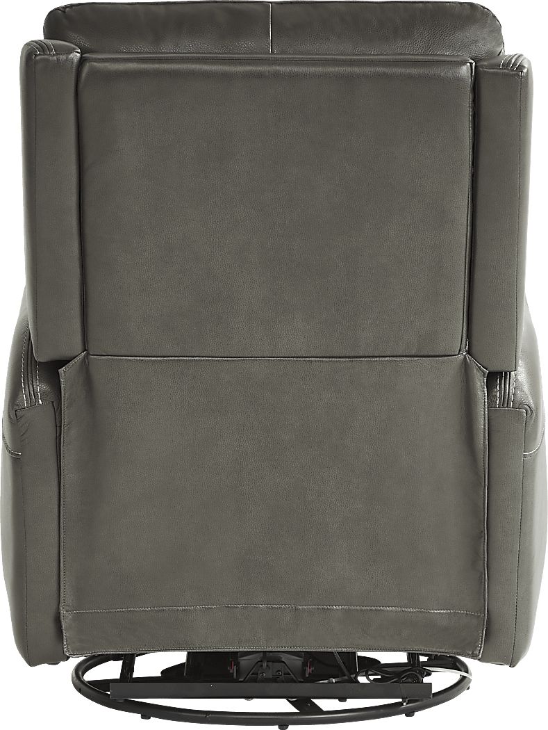 Hudson Place Gray Leather Triple Power Swivel Recliner
