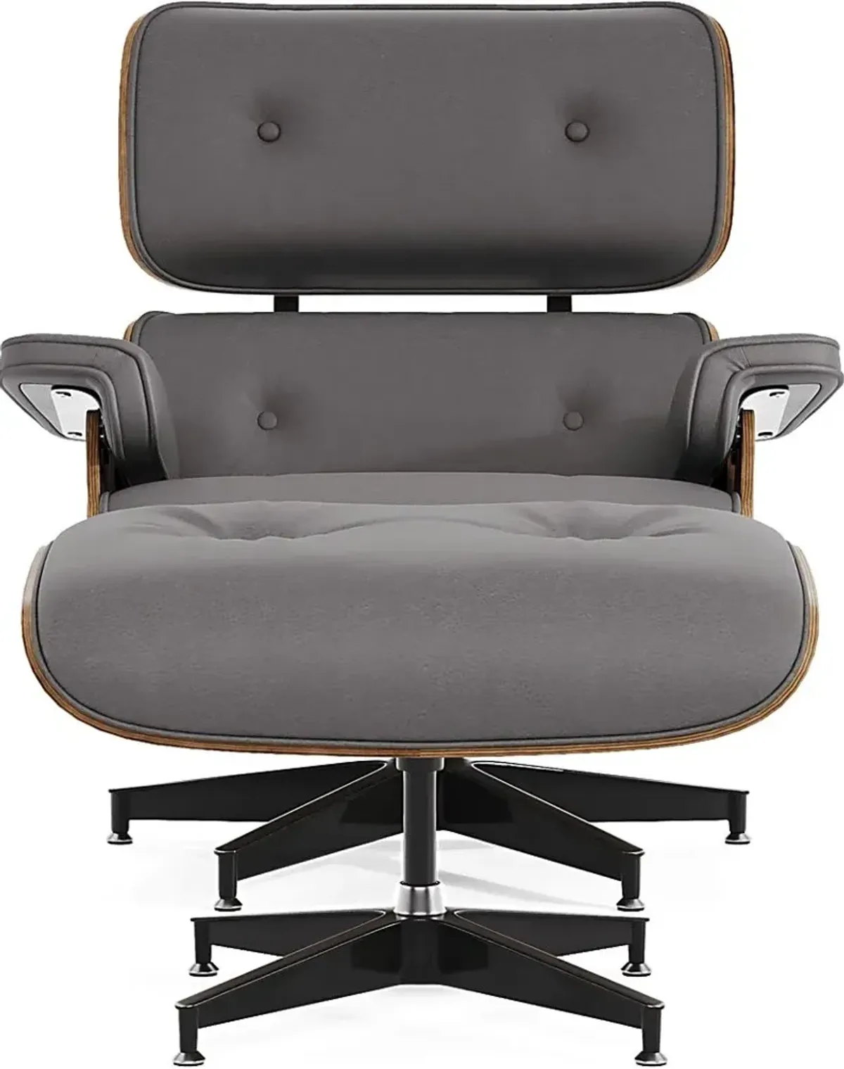 Nole Gray Leather Accent Chair with Ottoman