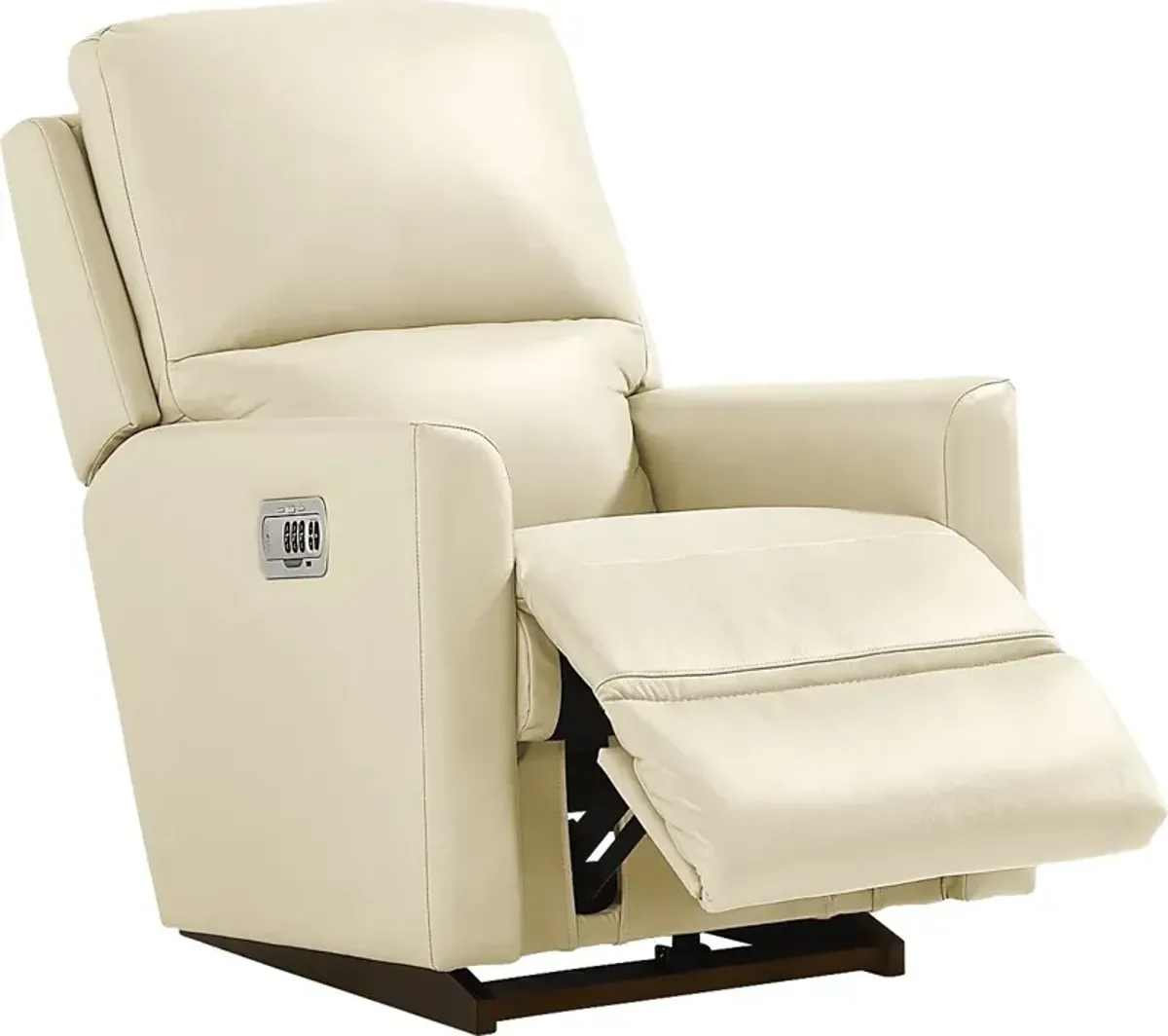 Wynne III Ivory Leather Dual Power Recliner