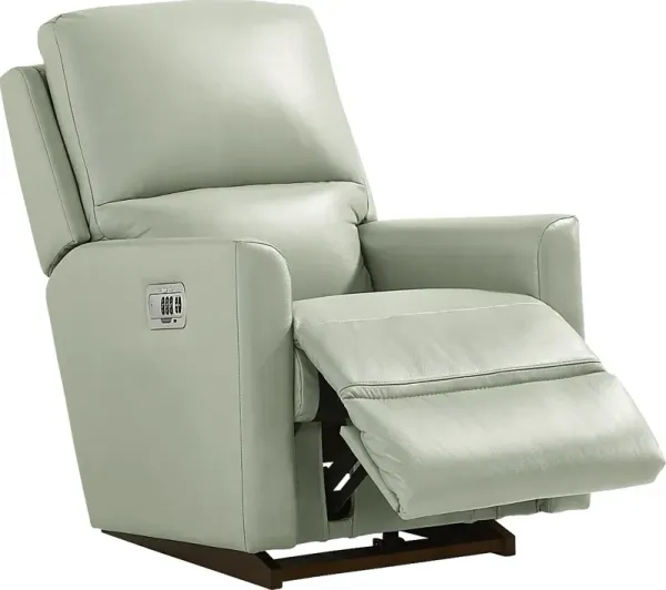 Wynne III Seafoam Leather Dual Power Recliner