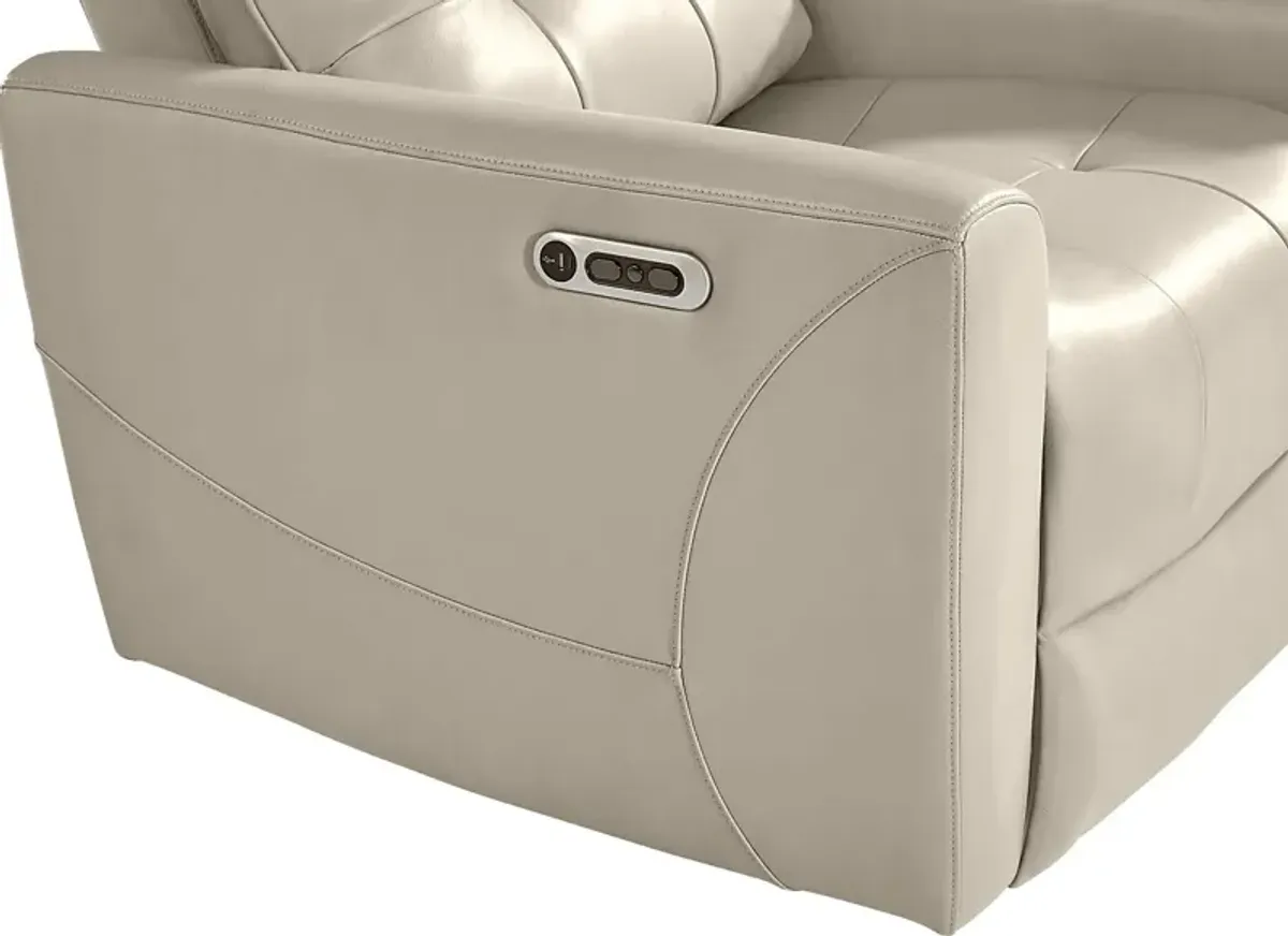 Dashwood Beige Leather Dual Power Recliner