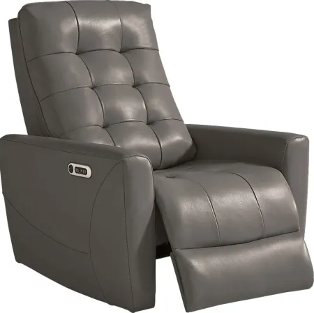Dashwood Gray Leather Dual Power Recliner