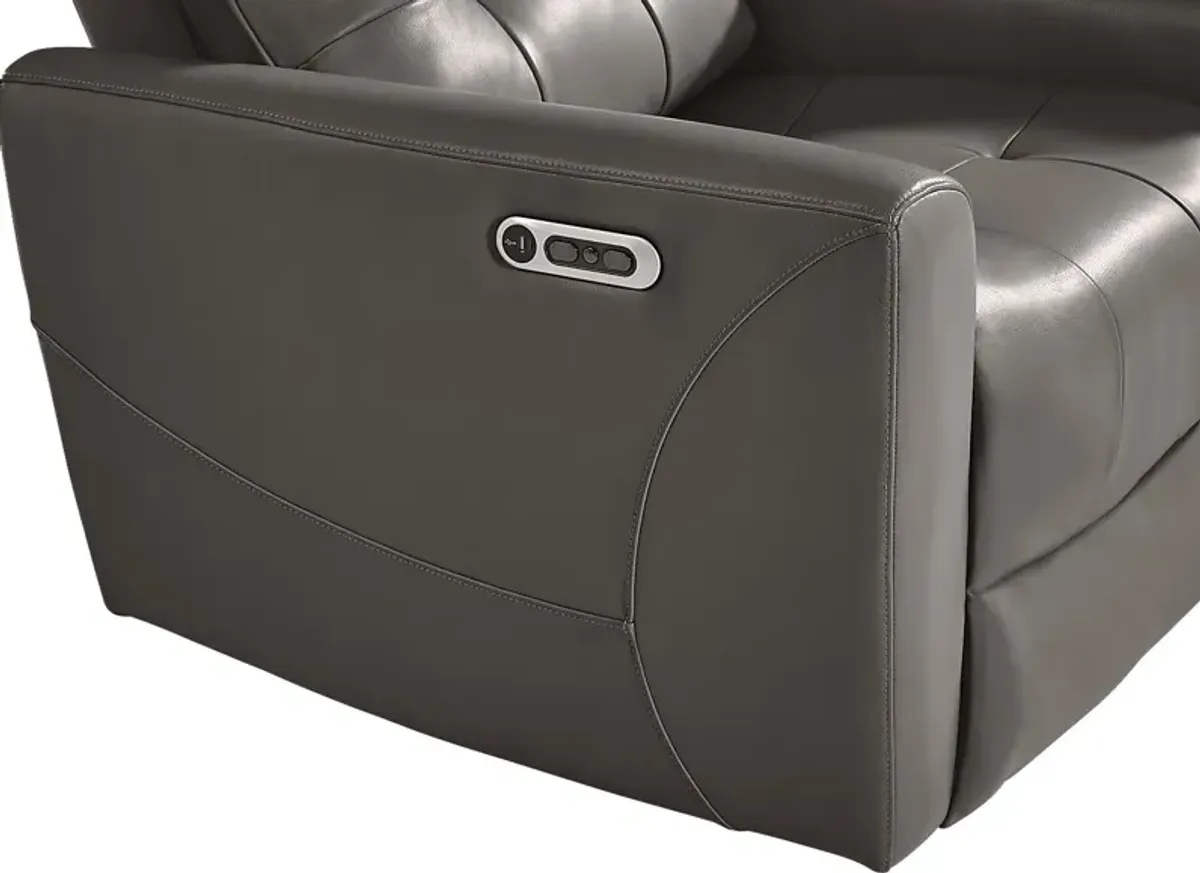 Dashwood Gray Leather Dual Power Recliner