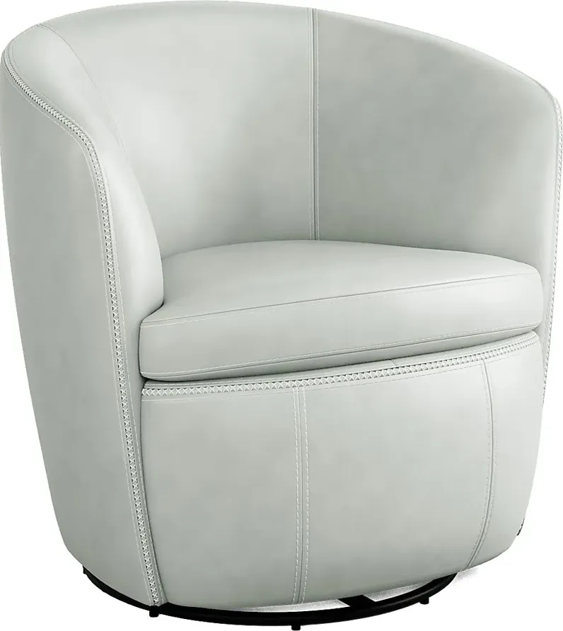 Damascus Aqua Leather Swivel Chair