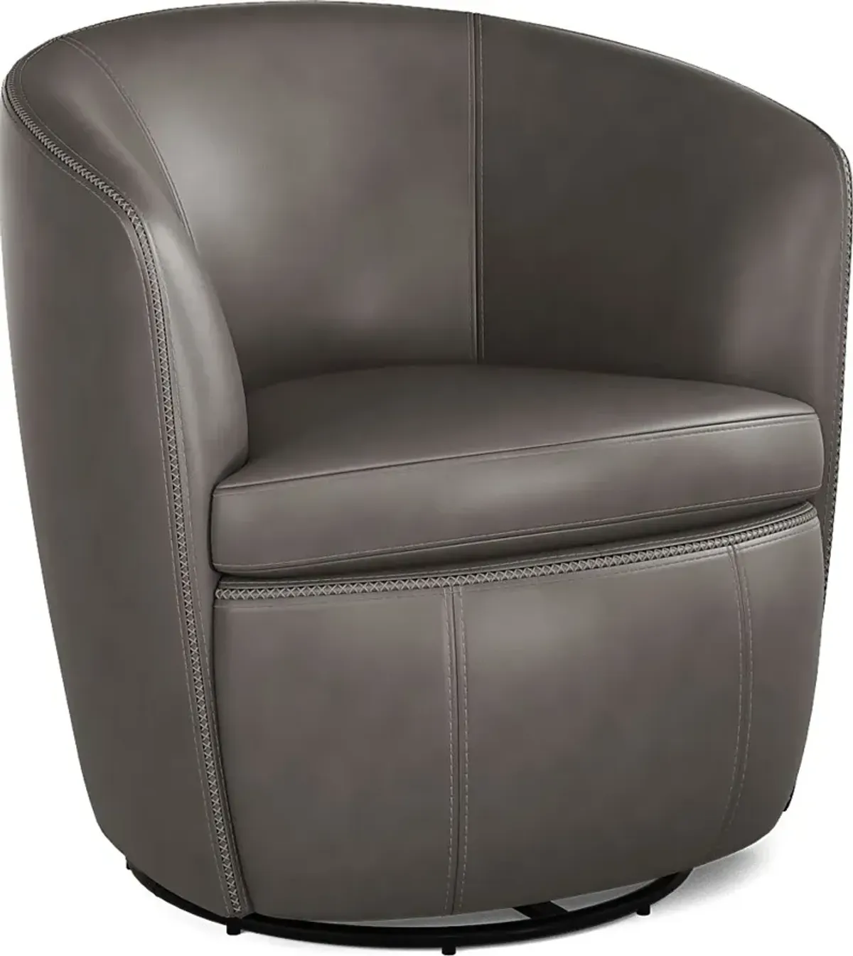 Damascus Gray Leather Swivel Chair