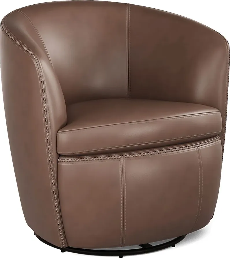 Damascus Brown Leather Swivel Chair