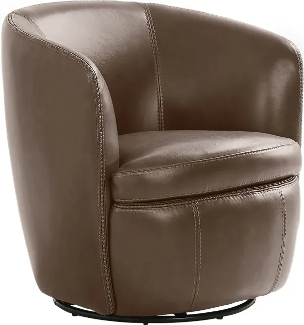 Damascus Brown Leather Swivel Chair