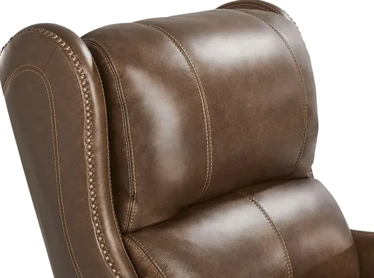 Oxford Square Brown Dual Power Recliner