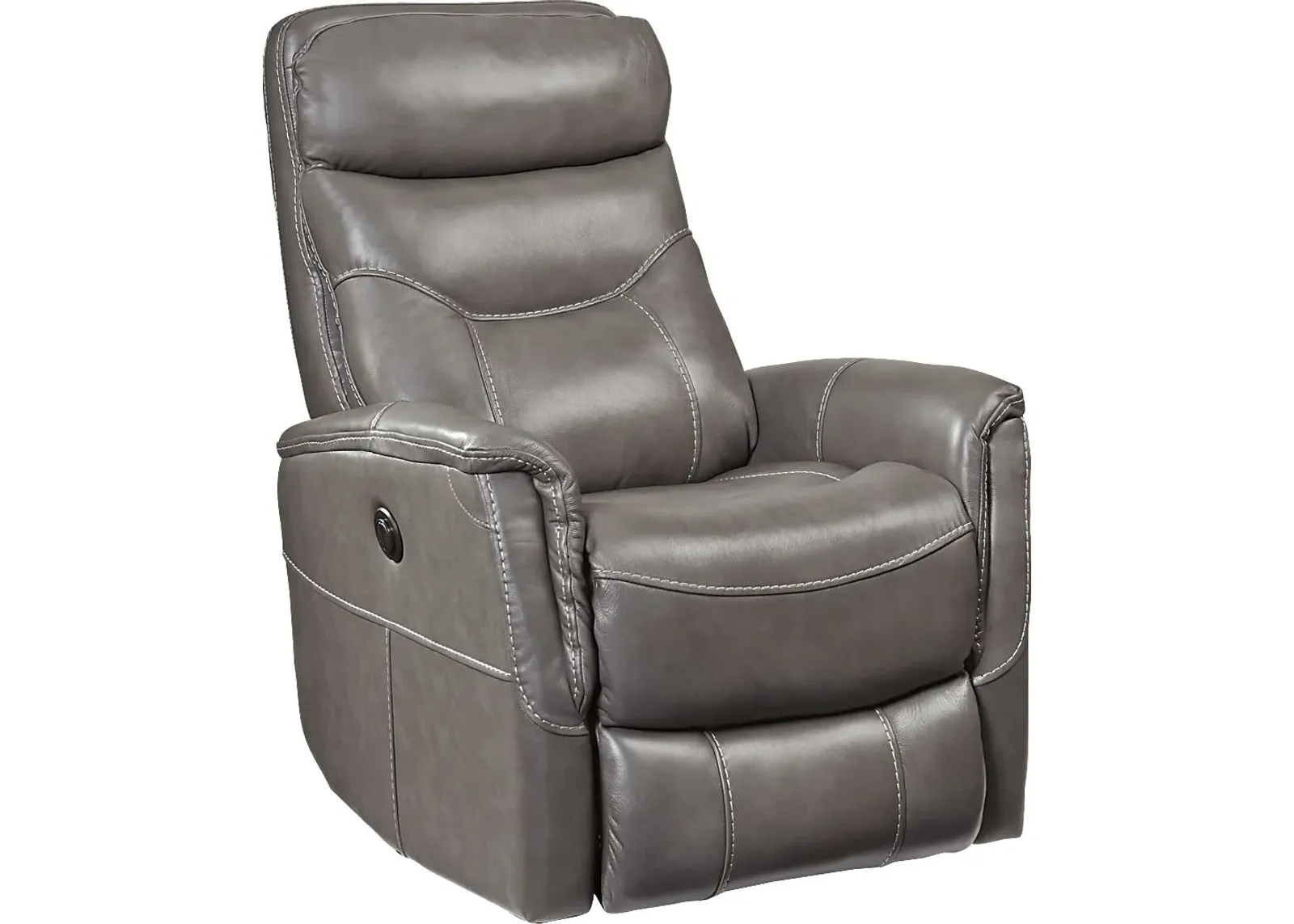 Cindy Crawford Home Bello Gray Leather Power Swivel Glider Recliner