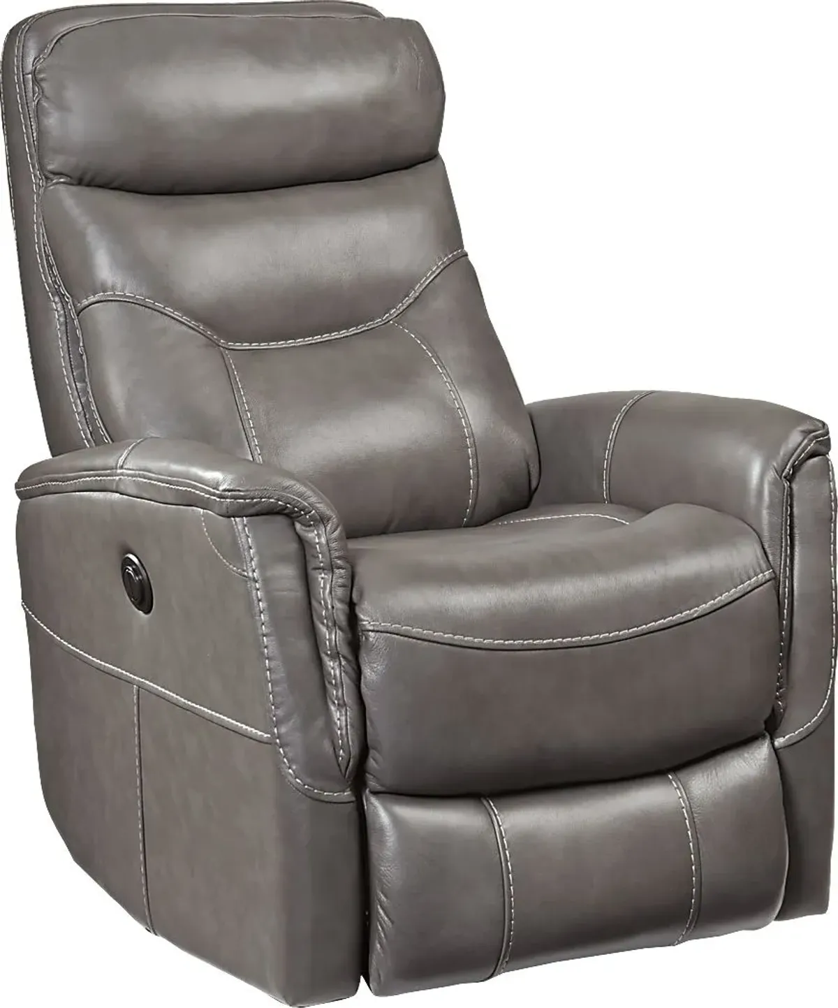 Cindy Crawford Home Bello Gray Leather Power Swivel Glider Recliner