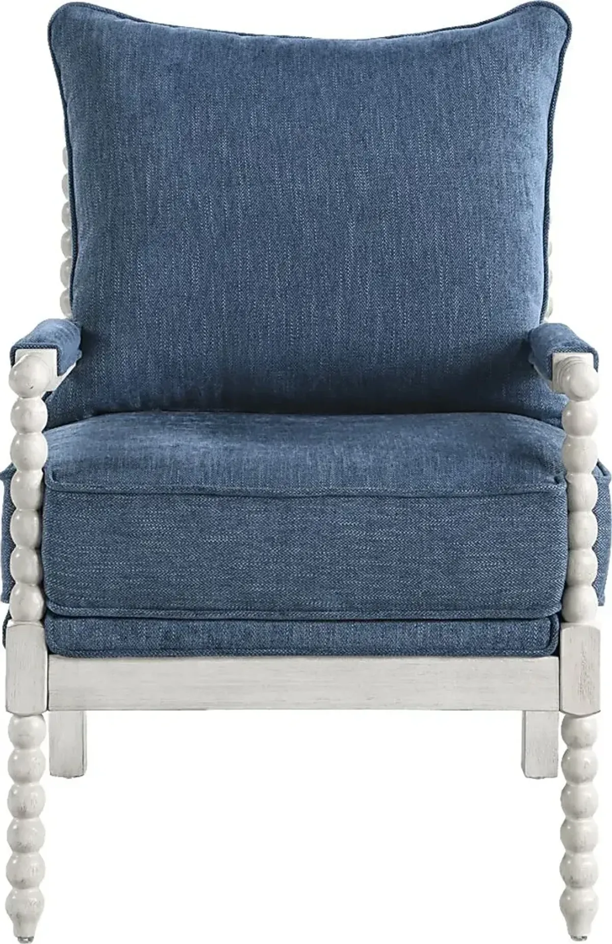 Susanna White Accent Chair with Navy Cushions
