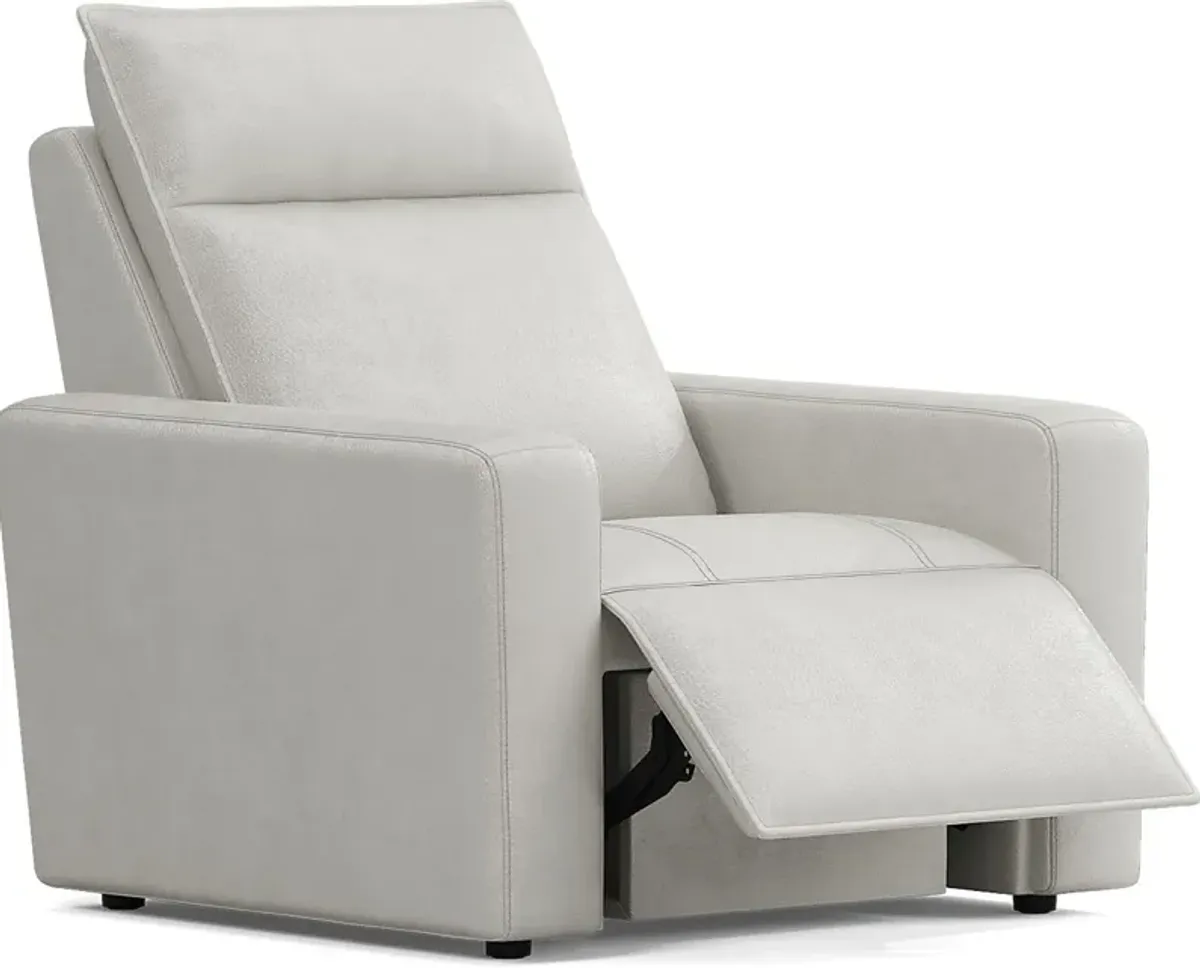 ModularTwo Light Gray Leather Dual Power Recliner