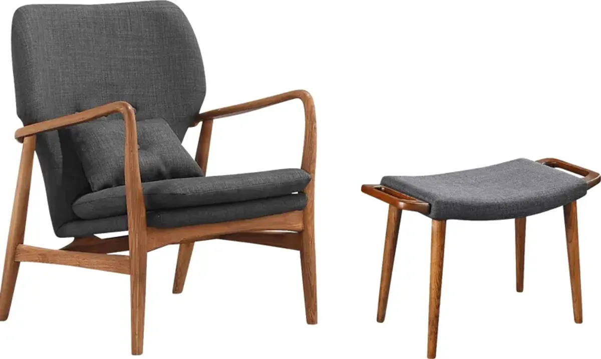 Otelia Black Accent Chair & Ottoman