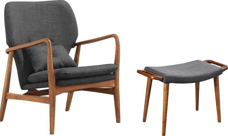 Otelia Black Accent Chair & Ottoman