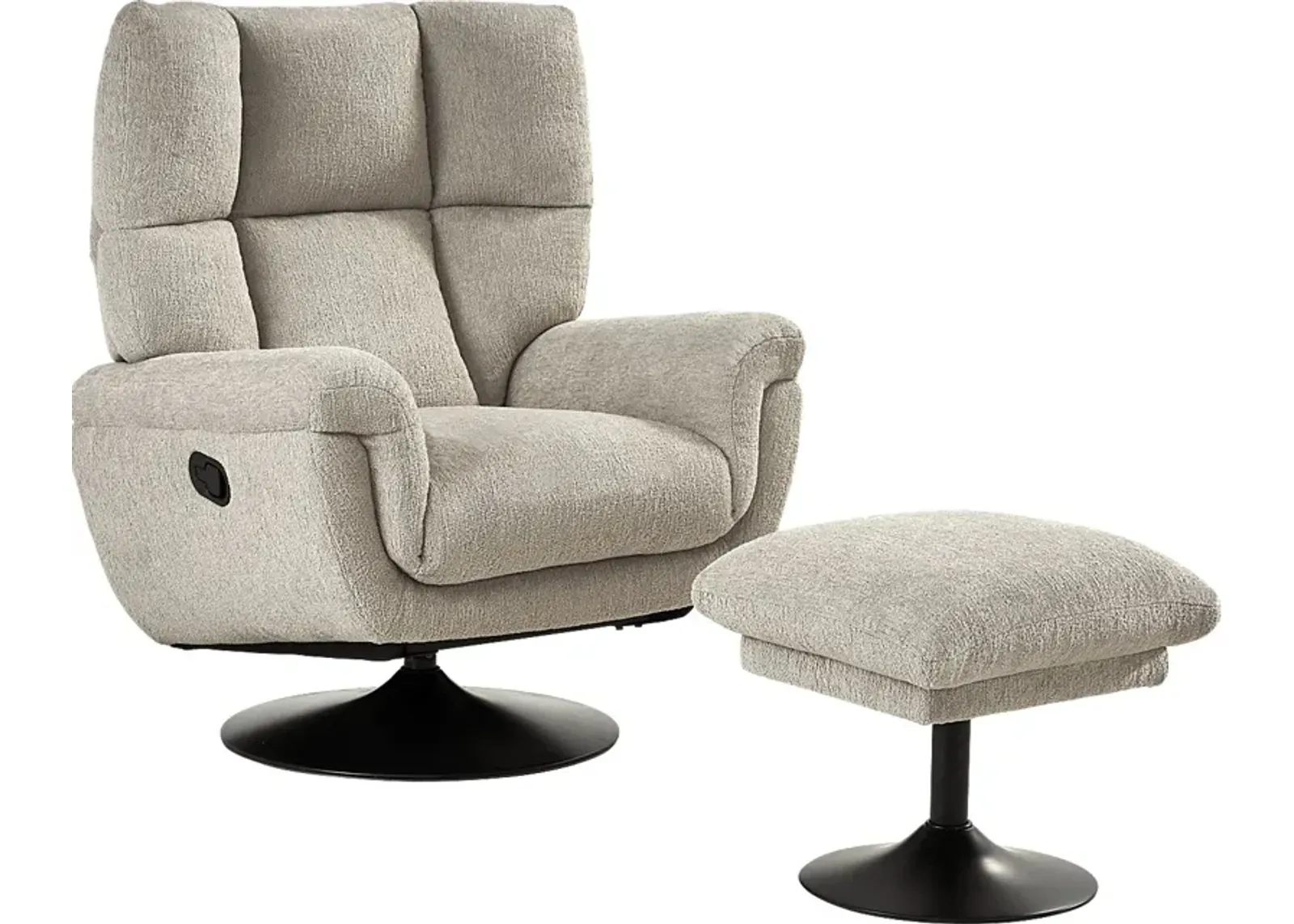 Braselton Silver Swivel Recliner and Ottoman