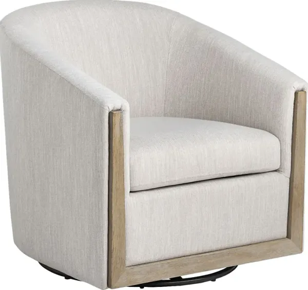 Davies Beige Swivel Accent Chair