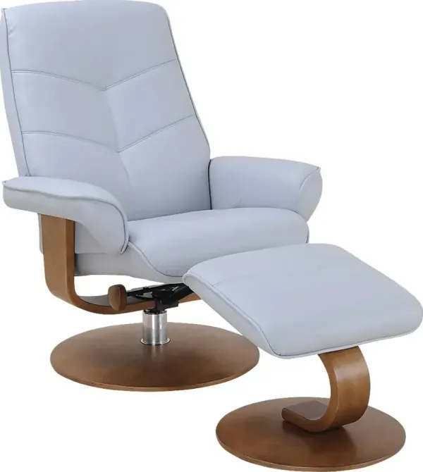 Aldays Light Blue Recliner & Ottoman