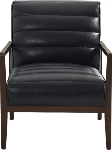 Ellenwood Black Leather Accent Chair