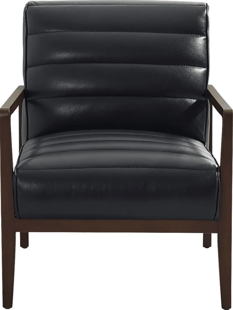 Ellenwood Black Leather Accent Chair