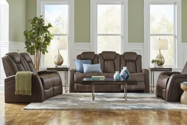 Crestline Brown 3 Pc Living Room with Dual Power Reclining Sofa