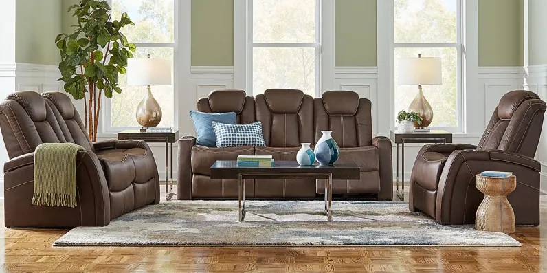 Crestline Brown 3 Pc Living Room with Dual Power Reclining Sofa
