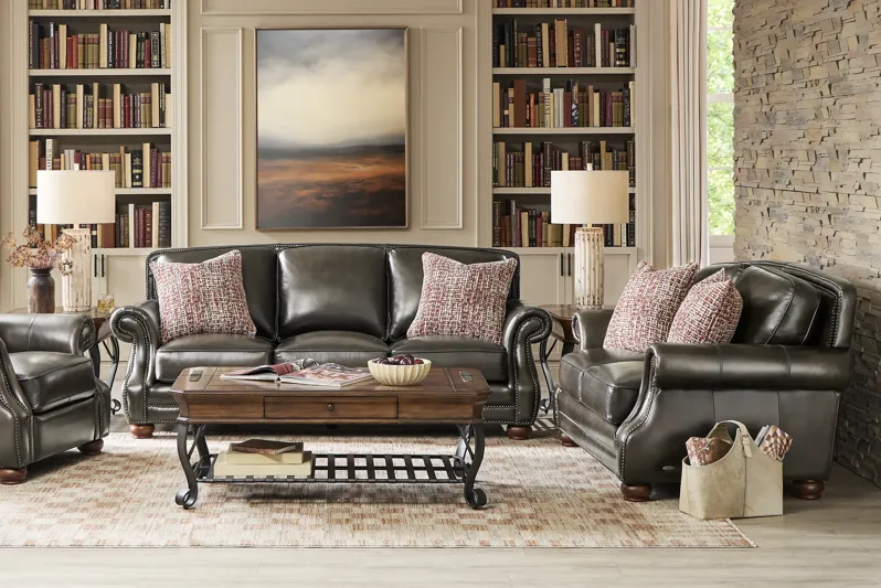 Trevaro Gray Leather 7 Pc Living Room