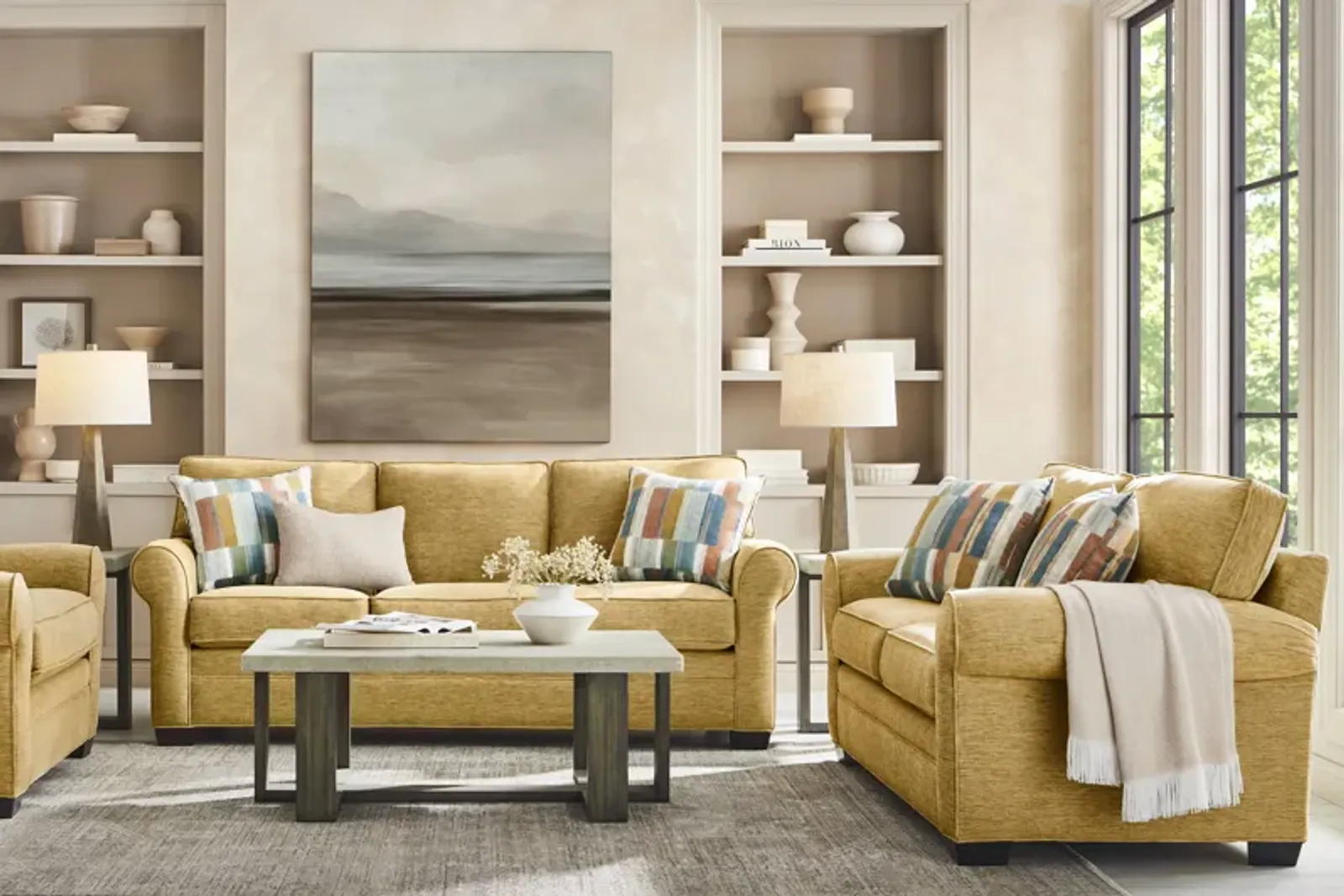 Bellingham Maize 7 Pc Living Room with Gel Foam Sleeper Sofa