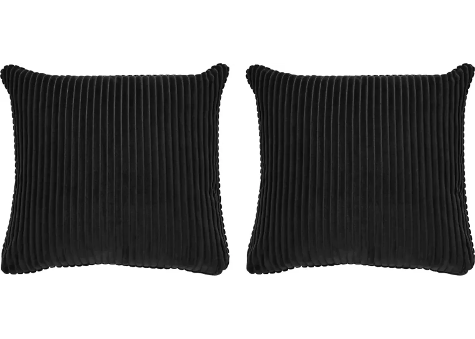 Velvet Cord Black Pillow, Set of Two