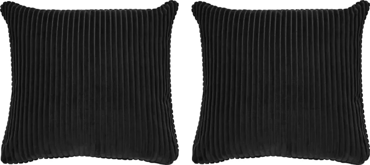 Velvet Cord Black Pillow, Set of Two